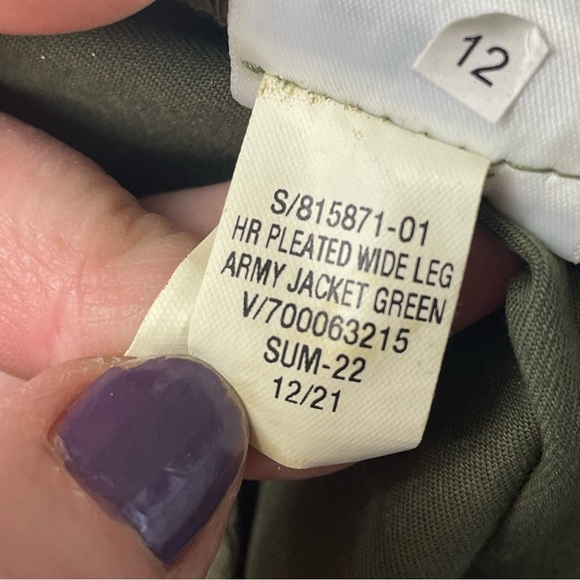 Gap Pants Womens 8 Pleated Wide Leg Khaki Olive Green Boho Hipster - Picture 10 of 13